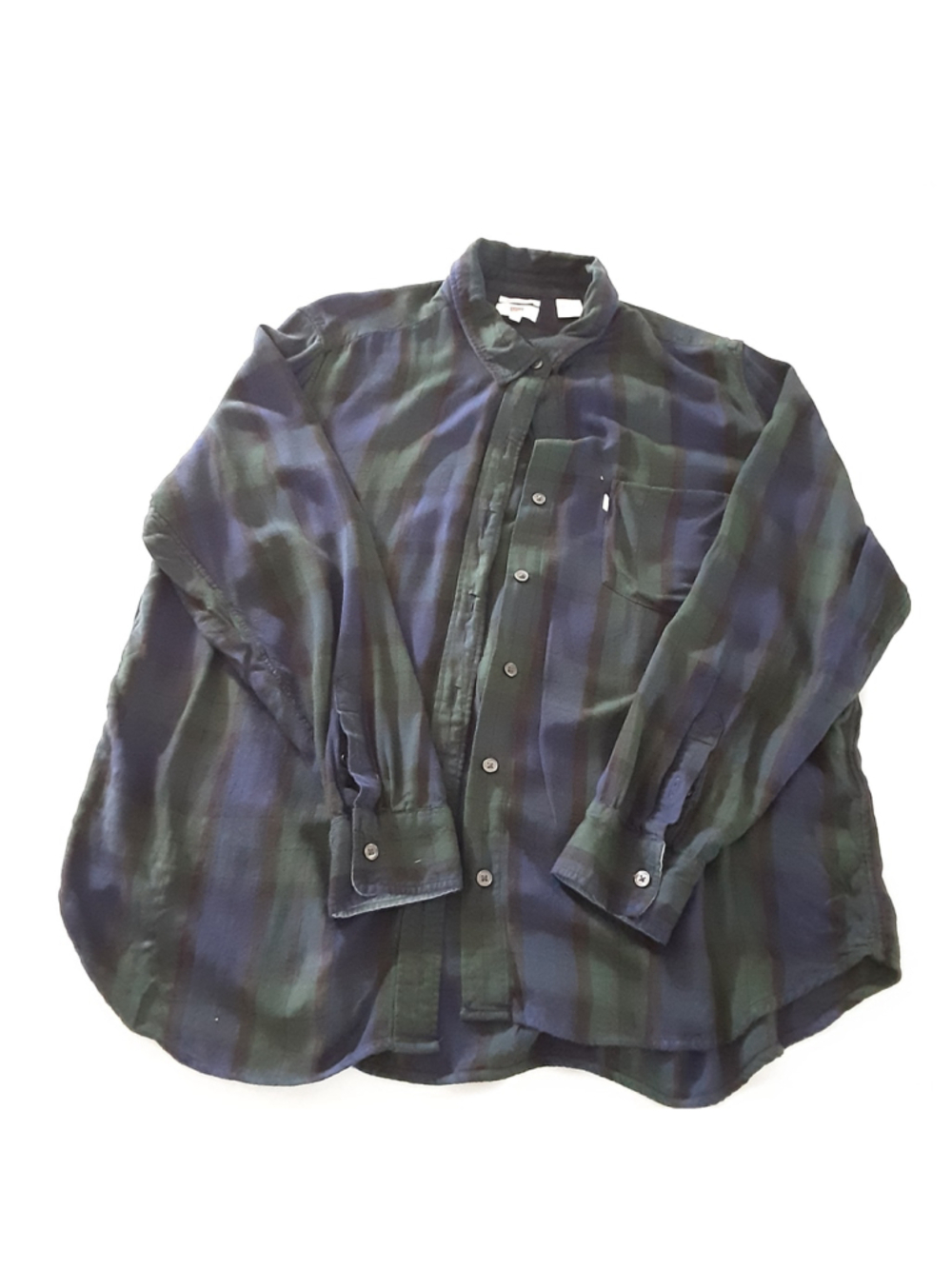 Levi's Boyfriend Fit Plaid Flannel Shirt Women's XL Green Navy Button Front